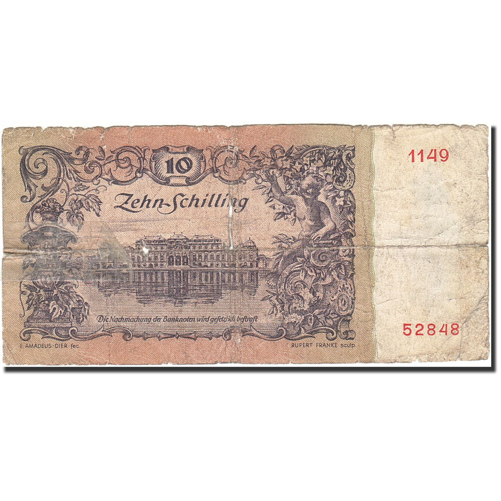 Banknote, Austria, 10 Schilling, 1949-1954, 1950-01-02, KM:127, VG(8-10)