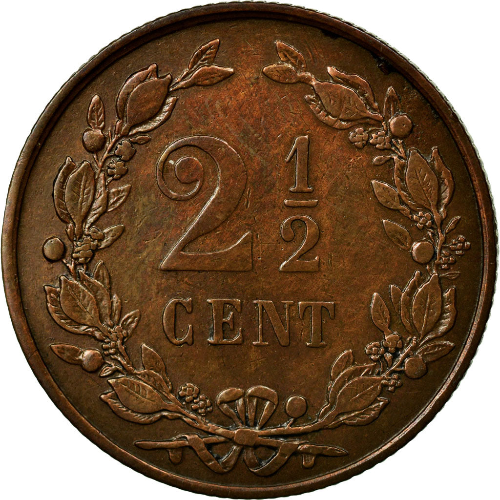 Coin, Netherlands, William III, 2-1/2 Cent, 1881, AU(50-53), Bronze, KM:108.1