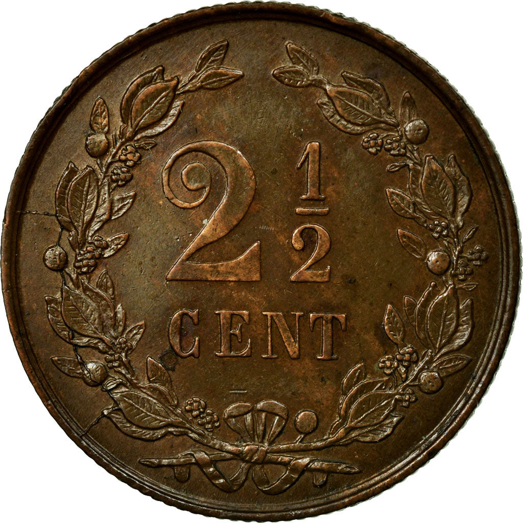Coin, Netherlands, William III, 2-1/2 Cent, 1881, AU(55-58), Bronze, KM:108.1