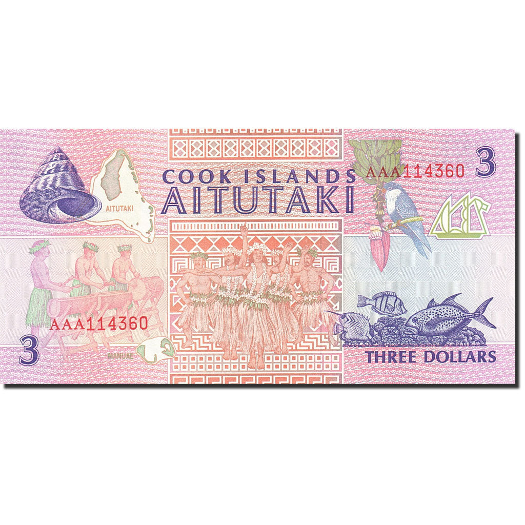 Banknote, Cook Islands, 3 Dollars, 1992, Undated (1992), KM:7a, UNC(65-70)