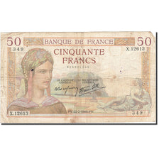 Biljet, Frankrijk, 50 Francs, 1933, 1940-02-22, B+, Fayette:18.39, KM:85b