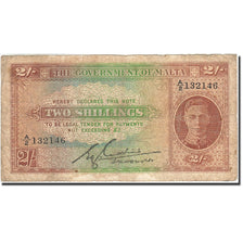 Malta, 2 Shillings, 1940-1943, Undated (1942), KM:17b, VG(8-10)