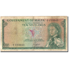 Billete, 10 Shillings, 1949, Malta, KM:25a, 1963, RC