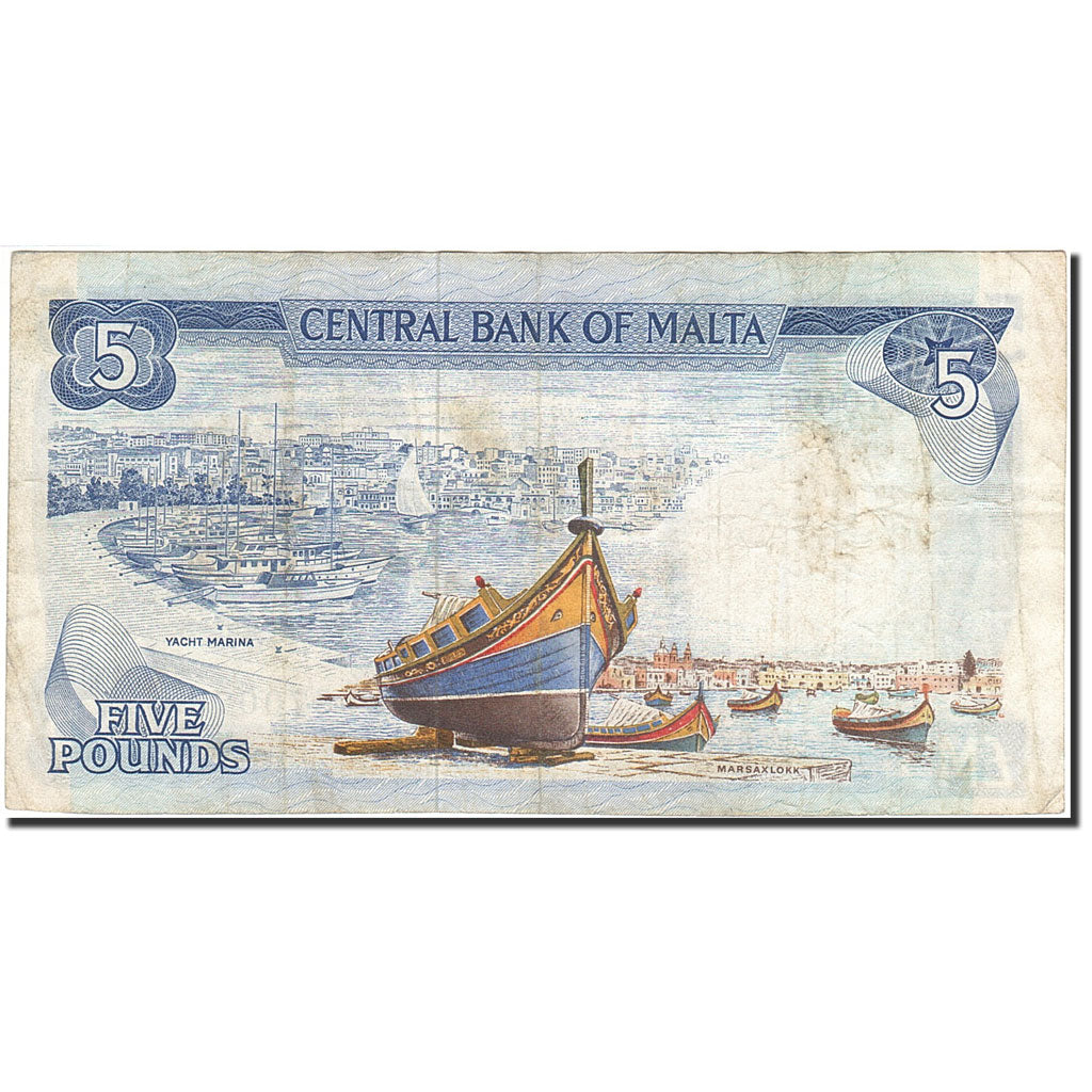 Banknote, Malta, 5 Liri, 1967, 1973, KM:32d, VF(20-25)
