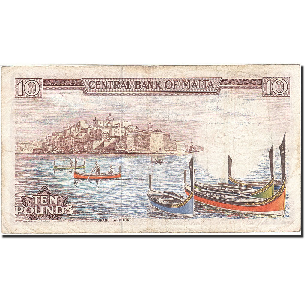 Banknote, Malta, 10 Liri, 1967, 1973, KM:33e, VF(20-25)