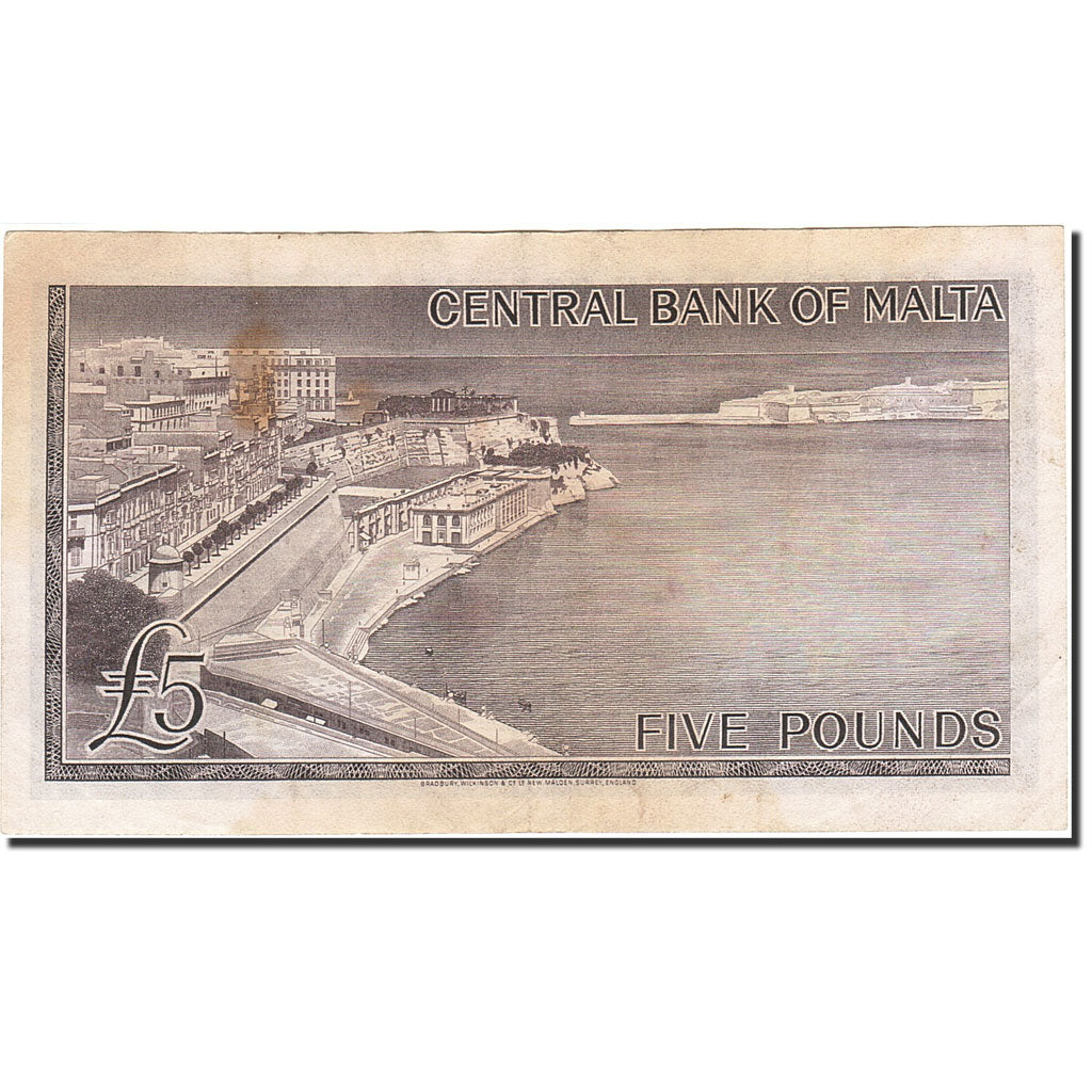 Banknote, Malta, 5 Pounds, 1968-1969, 1968, KM:30a, VF(20-25)