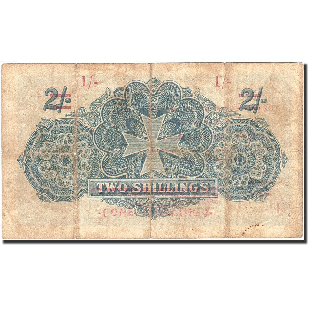 Billet, Malte, 1 Shilling on 2 Shillings, 1940, 1918-11-02, KM:15, B