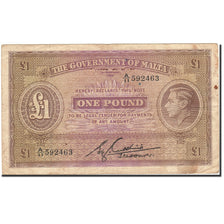 Malta, 1 Pound, 1940-1943, Undated (1940), KM:20b, VF(20-25)