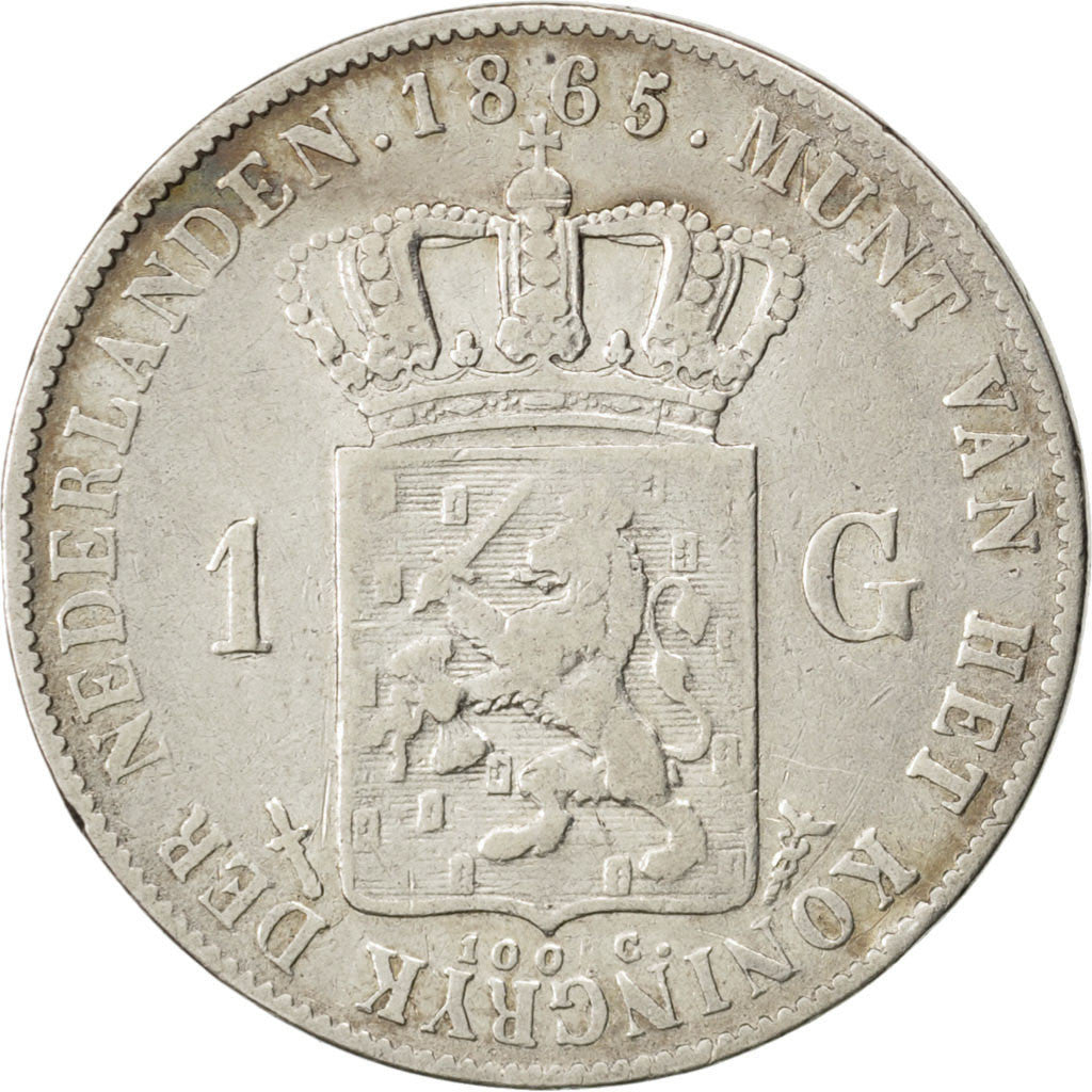 Coin, Netherlands, William III, Gulden, 1865, VF(30-35), Silver, KM:93