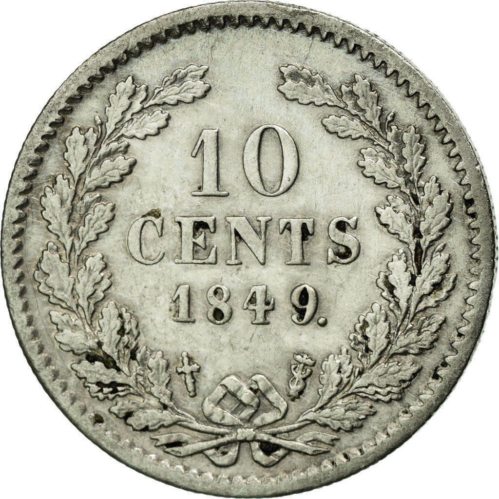 Moneta, Paesi Bassi, William II, 10 Cents, 1849, BB+, Argento, KM:75