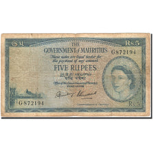 Mauritius, 5 Rupees, 1954, Undated (1954), KM:27A, VG(8-10)