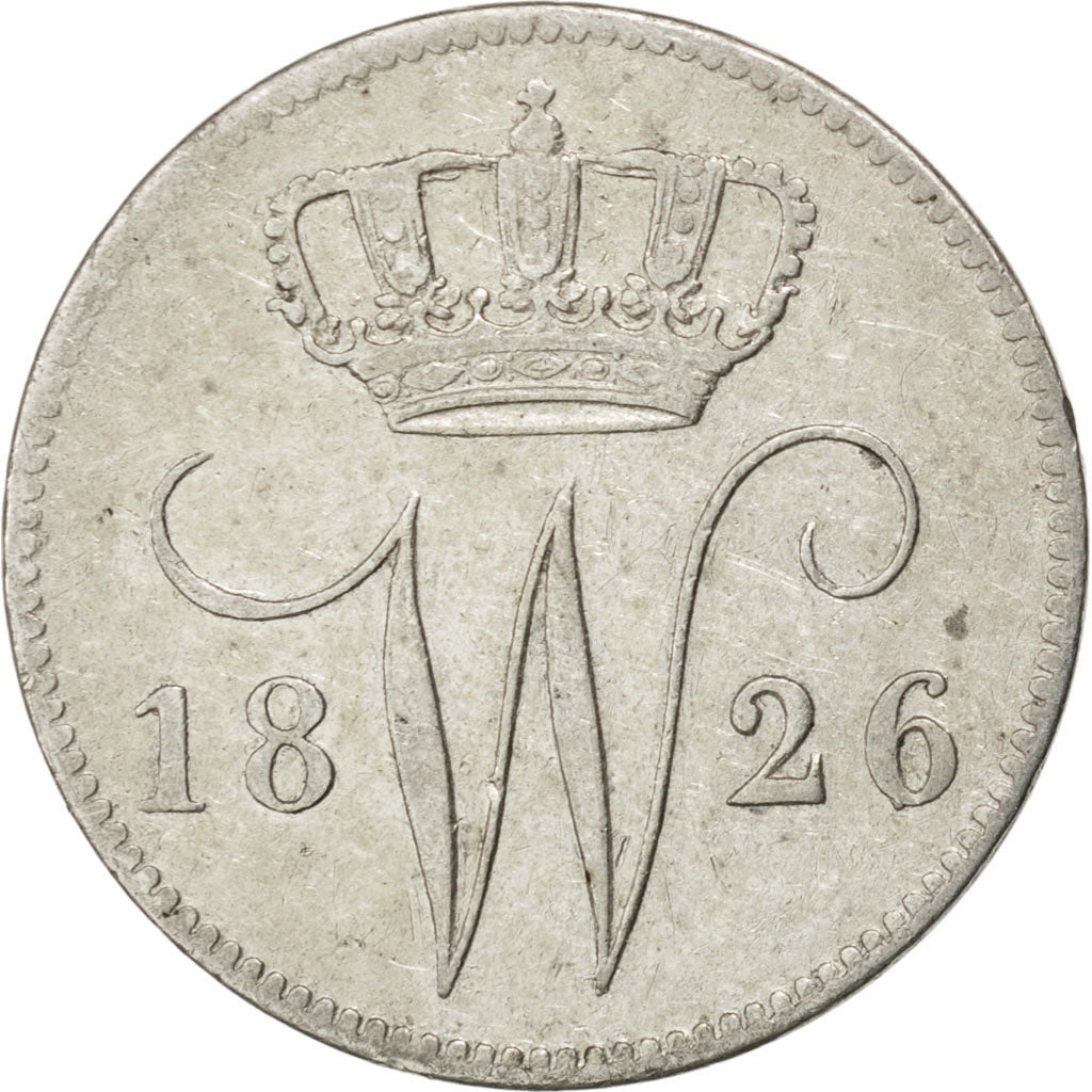 NETHERLANDS, 10 Cents, 1826, KM #53, EF(40-45), Silver, 18, 4.22