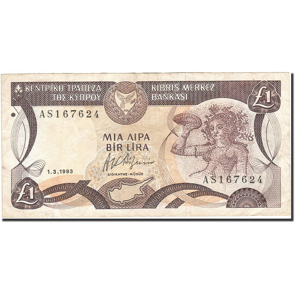 Banknote, Cyprus, 1 Pound, 1987-1992, 1993-03-01, KM:53c, VF(30-35)