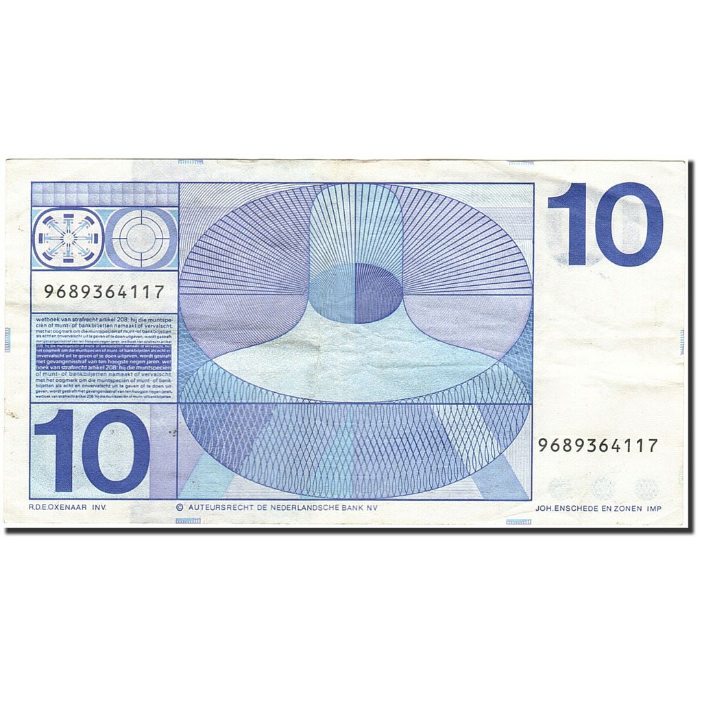 Banknote, Netherlands, 10 Gulden, 1966-1972, 1968-04-25, KM:91b, EF(40-45)