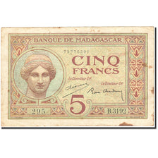 Billete, 5 Francs, 1930, Madagascar, KM:35, Undated (1937), MBC
