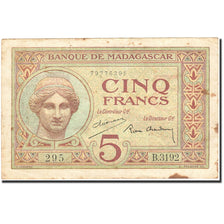 Banknote, Madagascar, 5 Francs, 1930, Undated (1937), KM:35, EF(40-45)