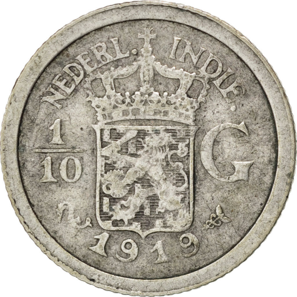 Indes Néerlandaises, Wilhelmina, 1/10 Gulden 1919, KM 311