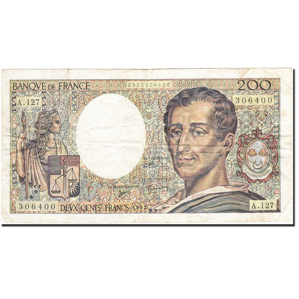 Billet, France, 200 Francs, 1981, 1992, TB+, Fayette:70.12c, KM:155e