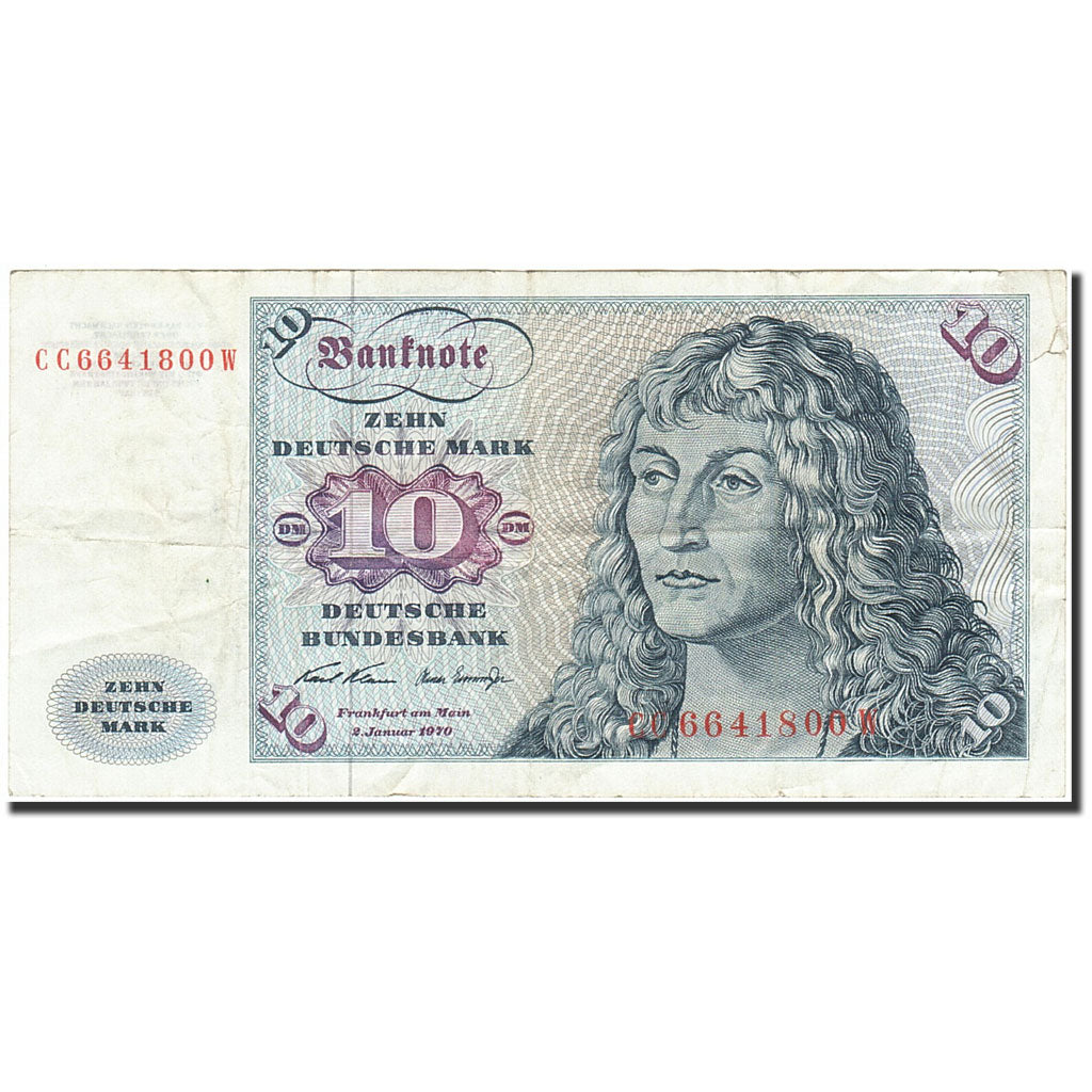Geldschein, Bundesrepublik Deutschland, 10 Deutsche Mark, 1970-1980, 1970-01-02