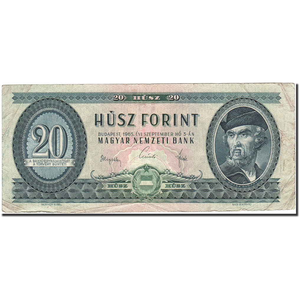 Banconote, Ungheria, 20 Forint, 1957-1983, KM:169D, 1965-09-03, BB