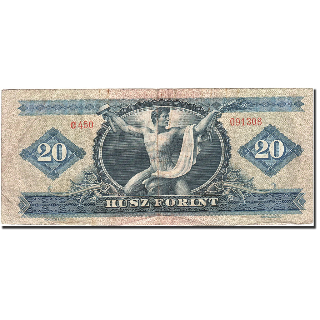 Banconote, Ungheria, 20 Forint, 1957-1983, KM:169D, 1965-09-03, BB