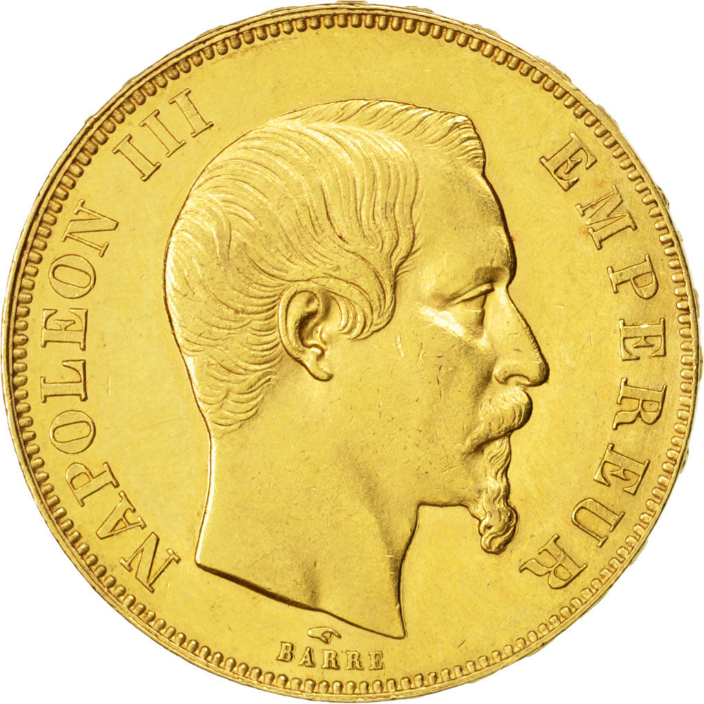 FRANCE, Napoléon III, 50 Francs, 1858, Paris, KM #785.1, AU(50-53), Gold, Gadour