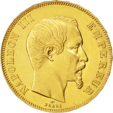 FRANCE, Napoléon III, 50 Francs, 1858, Paris, KM #785.1, AU(50-53), Gold, Gadour