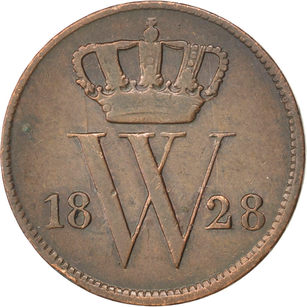 Paesi Bassi, William I, Cent, 1828, Brussels, MB, Rame, KM:47