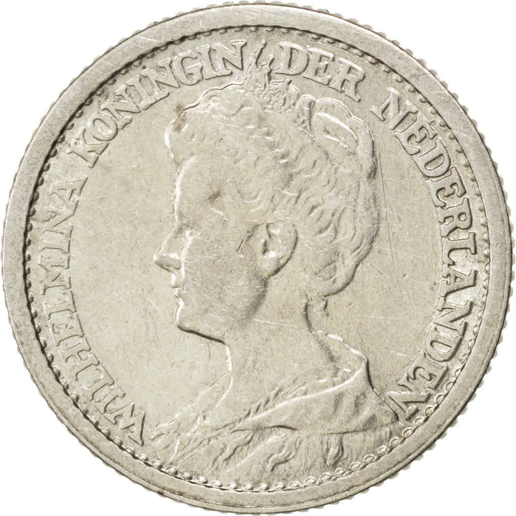 NETHERLANDS, 25 Cents, 1925, KM #146, AU(50-53), Silver, 19, 3.56