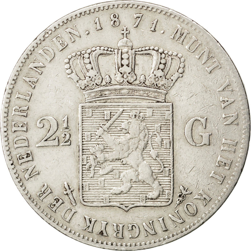 Pays-Bas, Willem III, 2 1/2 Gulden 1871, KM 82