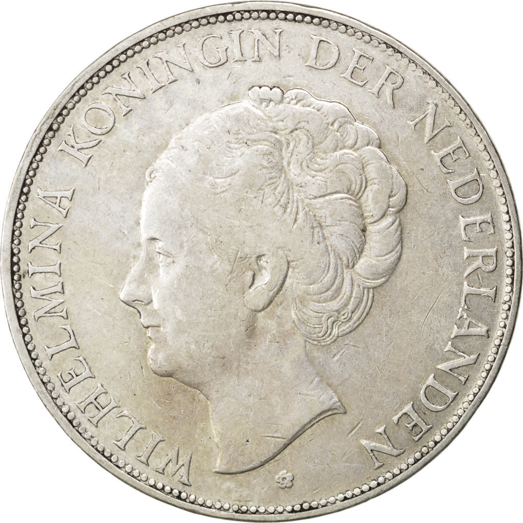 NETHERLANDS, 2-1/2 Gulden, 1929, KM #165, EF(40-45), Silver, 38, 24.89