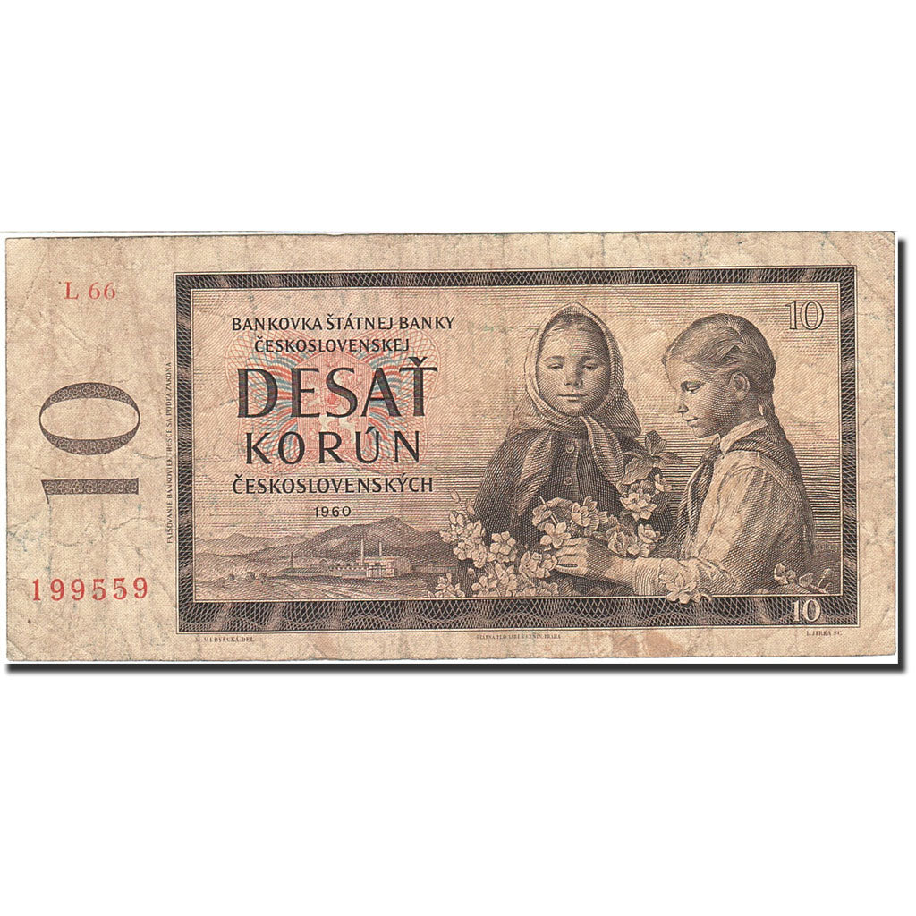 Billet, Tchécoslovaquie, 10 Korun, 1960-1964, 1960, KM:88b, B+