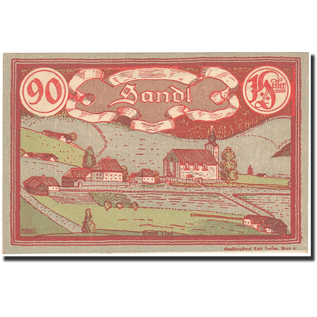 Banknote, Austria, Landl, 90 Heller, village, 1920, 1920-12-31, UNC(63)