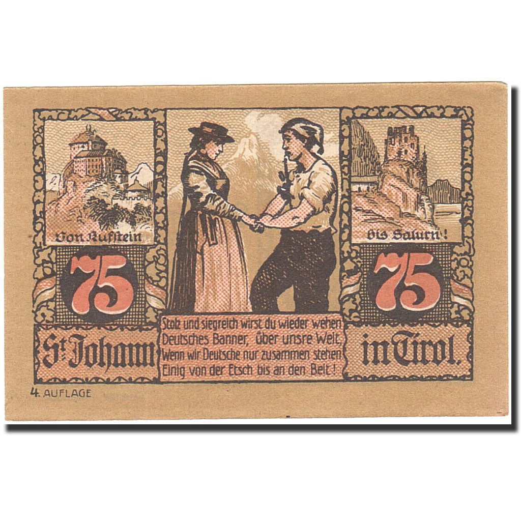 Banknote, Austria, Sankt Johann in Tirol, 80 Heller, Eglise, 1921, 1921-02-28