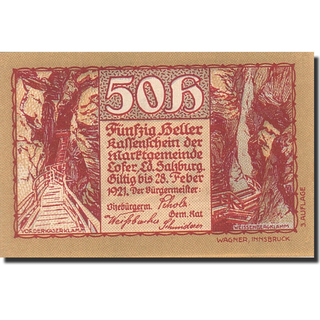 Banknote, Austria, Salzbourg, 50 Heller, Mine, 1921, 1921-02-28, UNC(65-70)