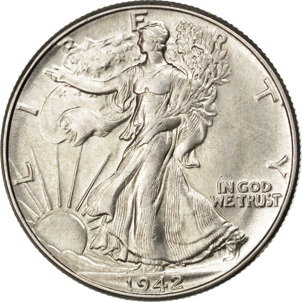 United States, 1/2 Dollar, 1942, Philadelphia, KM #142, AU(55-58), Silver, 12.44