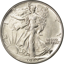 United States, 1/2 Dollar, 1942, Philadelphia, KM #142, AU(55-58), Silver, 12.44