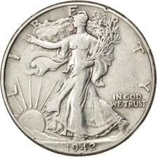 United States, 1/2 Dollar, 1942, Philadelphia, KM #142, EF(40-45), Silver, 12.44