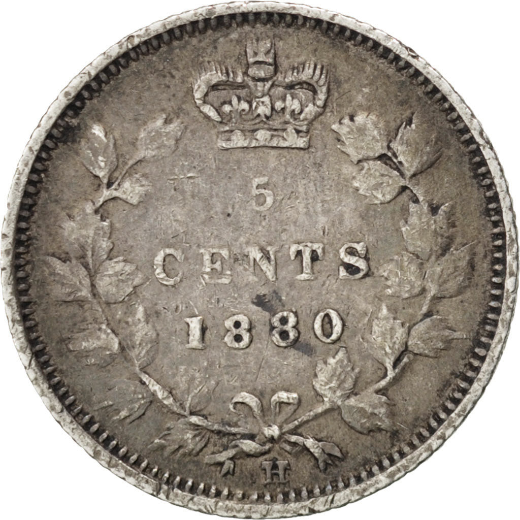 CANADA, 5 Cents, 1880, Heaton, KM #2, VF(20-25), Silver, 1.16