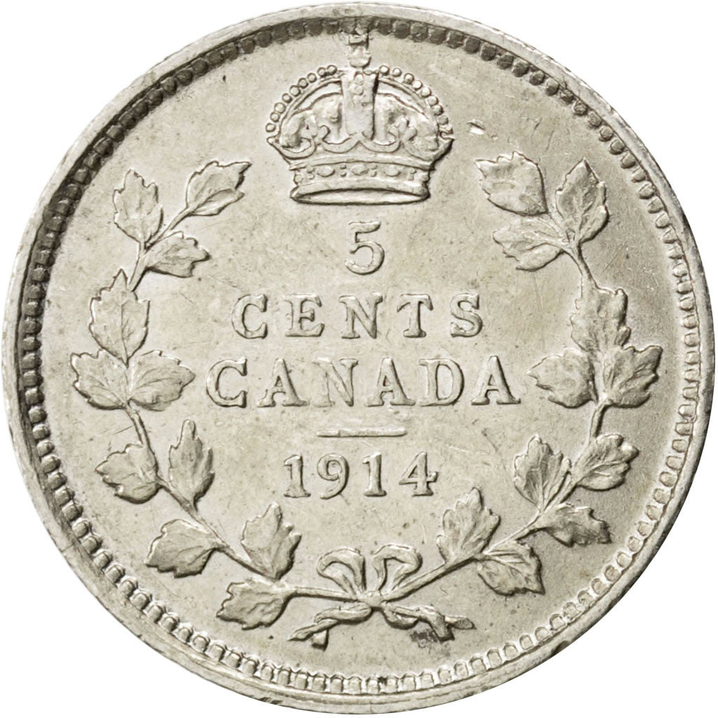 Canada, George V, 5 Cents, 1914, Ottawa, BB, Argento, KM:22