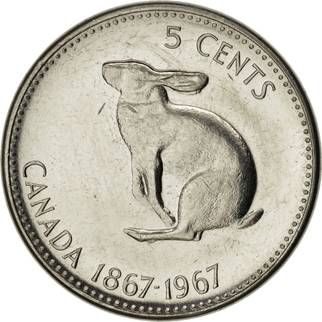 Canada, Elizabeth II, 5 Cents, 1967, Ottawa, SPL, Nichel, KM:66