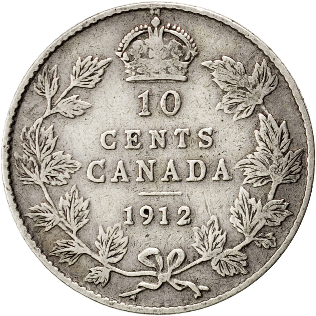 CANADA, 10 Cents, 1912, Royal Canadian Mint, KM #23, VF(30-35), Silver, 17.8,...