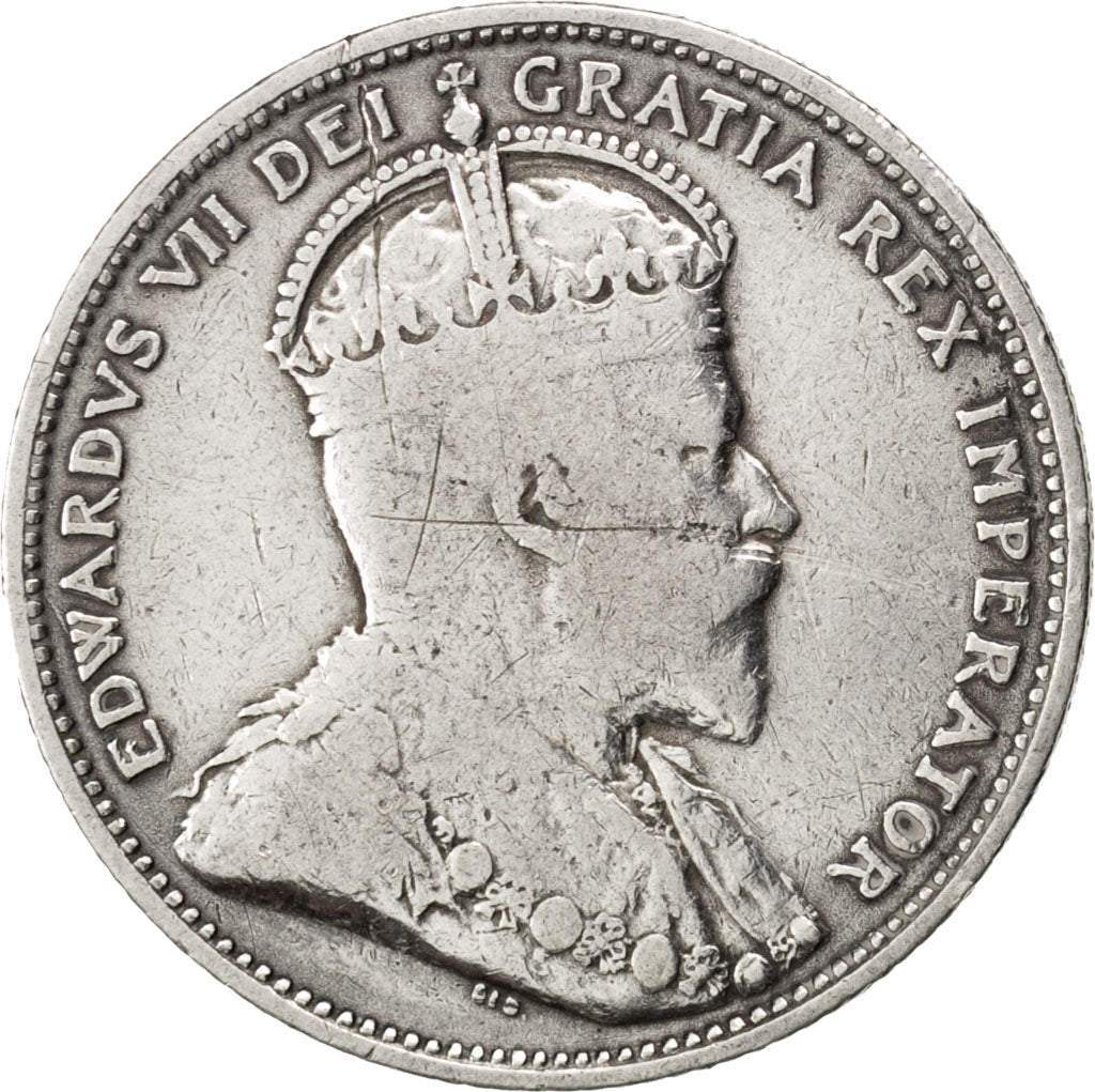 CANADA, 25 Cents, 1910, Royal Canadian Mint, KM #11a, VF(20-25), Silver, 5.74