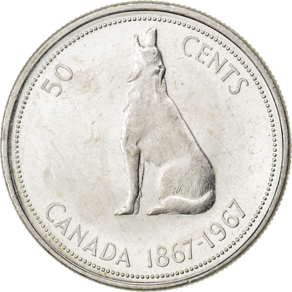 CANADA, 50 Cents, 1967, Royal Canadian Mint, KM #69, MS(63), Silver, 29.72,...