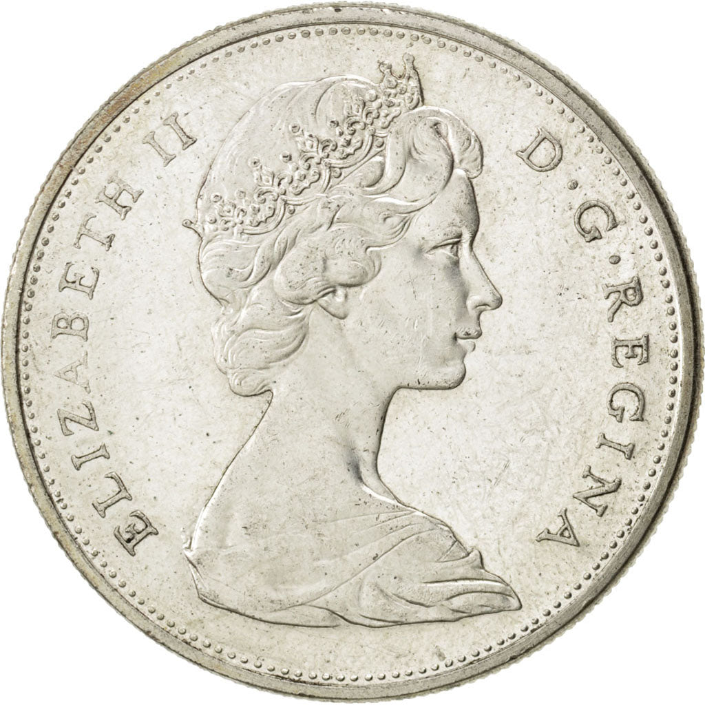 CANADA, Dollar, 1965, Royal Canadian Mint, KM #64.1, AU(55-58), Silver, 36,...