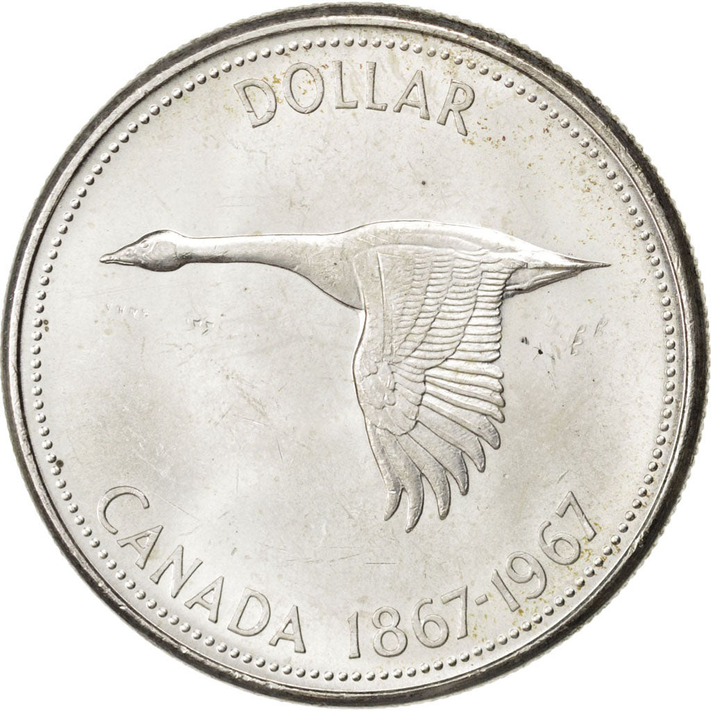 CANADA, Dollar, 1967, Royal Canadian Mint, KM #70, MS(63), Silver, 36, 23.45