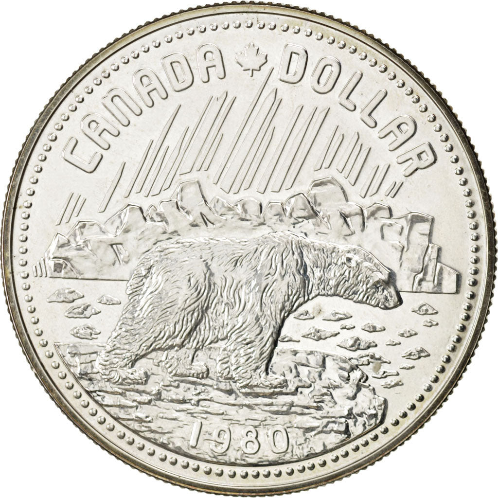 CANADA, Dollar, 1980, Royal Canadian Mint, KM #128, MS(63), Silver, 36, 23.35