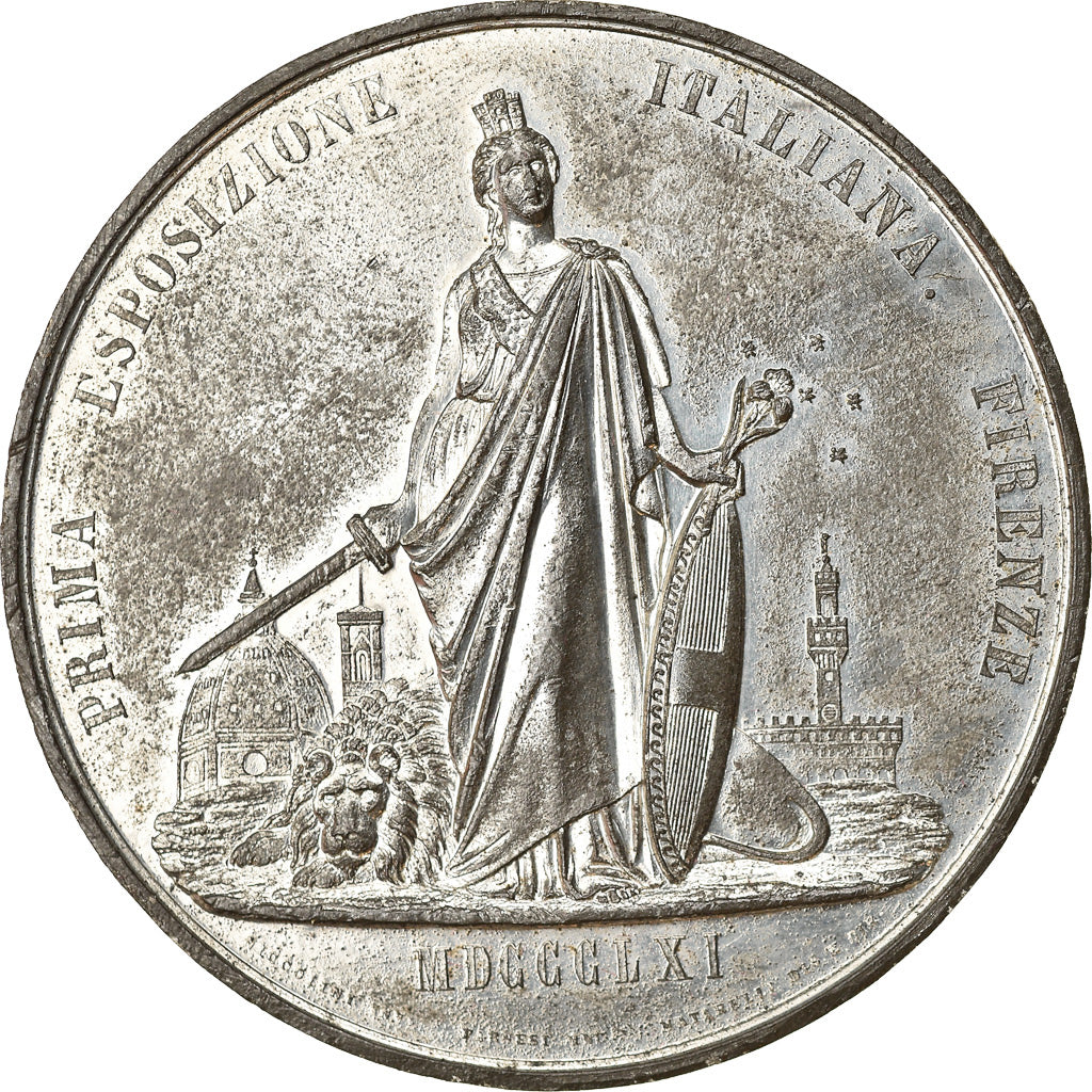 Italia, medalla, Vittorio Emanuele II, Prima Esposizione Italiana Firenze, 1861