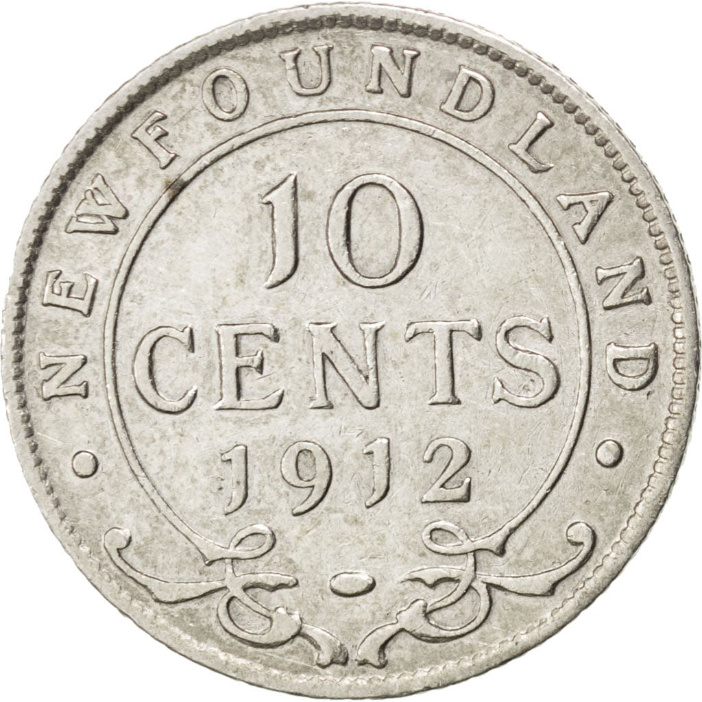 NEWFOUNDLAND, 10 Cents, 1912, Royal Canadian Mint, KM #14, EF(40-45), Silver,...