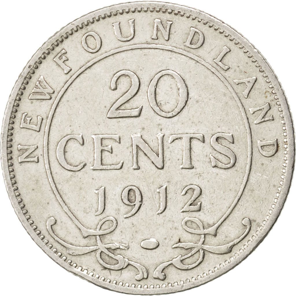 NEWFOUNDLAND, 20 Cents, 1912, Royal Canadian Mint, KM #15, VF(20-25), Silver,...